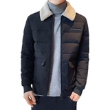 冬季男士羊羔绒翻领棉衣短款外套修身羽绒棉服加厚棉衣827-P65，男装棉衣，星座1403B