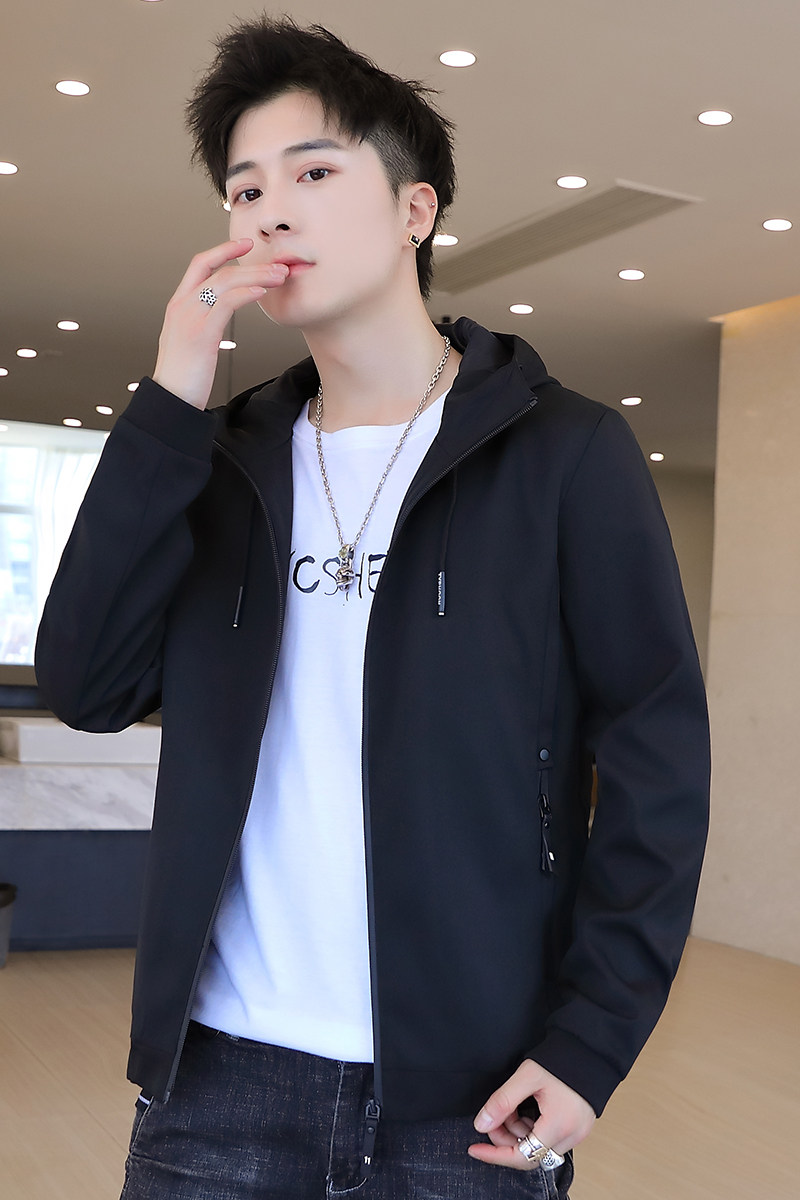 春秋男士夹克韩版潮流帅气时尚青春连帽外套上衣858-P48,男装夹克,星座1403B