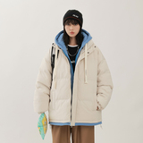2026新款连帽棉衣男士假两件加厚棉袄情侣款百搭面包服M062-P70，男装棉衣，星座1403B