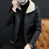 秋冬男士翻领机车外套加绒PU皮夹克男上衣938-P80，男装皮衣，星座1403B