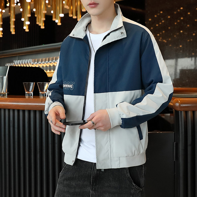 男士春秋拼接外套休闲上衣宽松百搭工装休闲夹克JK609-P28,男装夹克,星座1403B