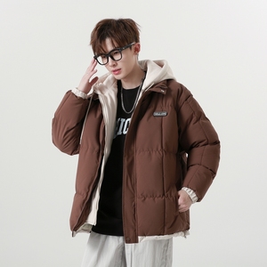 冬季男休闲时尚潮流假两件套连帽加厚保暖棉袄潮流棉服2818-P78图片