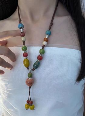 新中式禅意陶瓷项链搭配饰