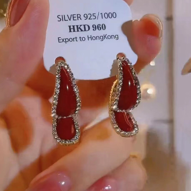 百搭时尚气质轻奢国风两戴耳环女红色滴油镶钻耳钉2023新款潮耳饰,饰品/流行首饰/时尚饰品新,耳环,淘宝优惠券,粉丝福利购,淘宝优惠卷