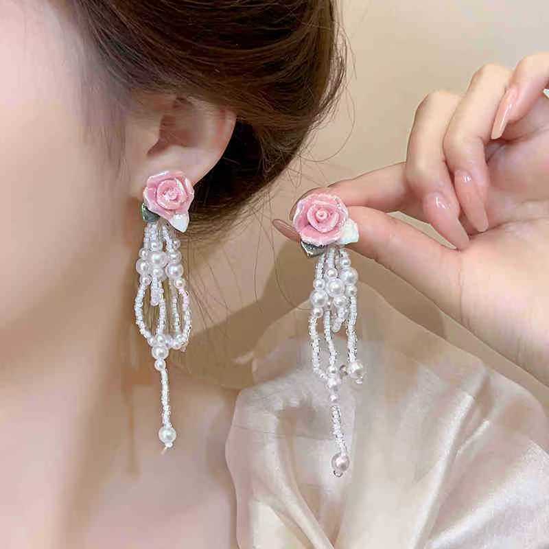 思慕琦气质合金女仿珍珠花卉耳环