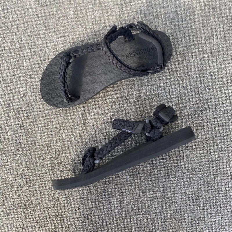 外贸原单工厂尾货清仓编织舒适女凉鞋户外运动休闲鞋魔术贴沙滩鞋