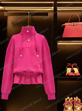 【UKKU STUDIO】秋季新款时尚长袖百搭气质设计师韩版卫衣312550