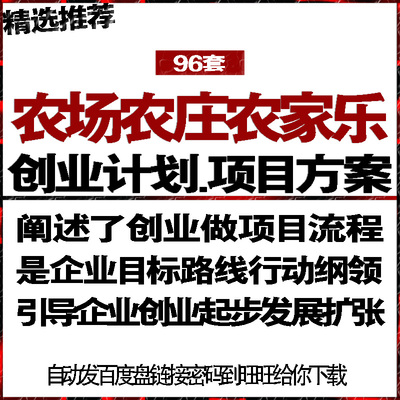 农场农庄园农家乐业投融资创业商业策划计划书项目可行性报告方案