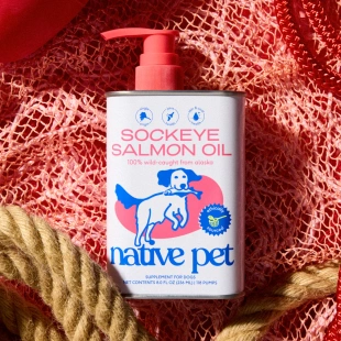 Omega Native DHA 红鲑鱼油提供全面EPA 3猫猫狗狗鱼油补充剂 Pet