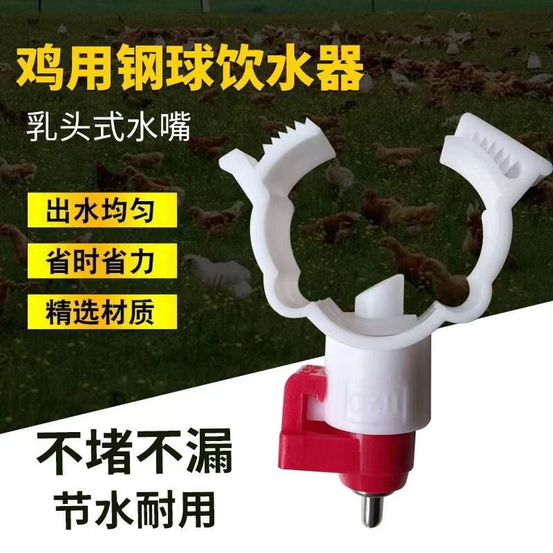 新款鸡用自动饮水器白卡子6分管卡管式乳头饮水器养殖自动出水嘴