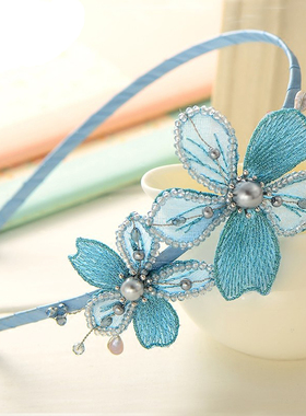 christ克里斯汀水晶秋冬发箍水钻简约花朵布艺女士成人百搭清新