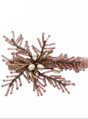 christ克里斯汀成人串珠水晶弹簧夹发饰马尾发夹一字夹女高端手工