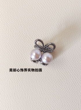 韩系灰色樱桃珍珠小抓夹女新款高级感发夹前额刘海夹侧边夹子发饰