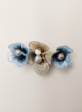 christ克里斯汀刺绣花朵手工优雅发夹盘发饰妈妈she顶夹头饰女