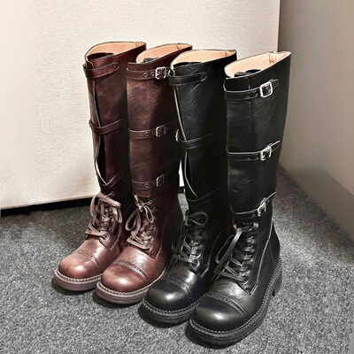 小个子内增高复古骑士靴厚底长靴