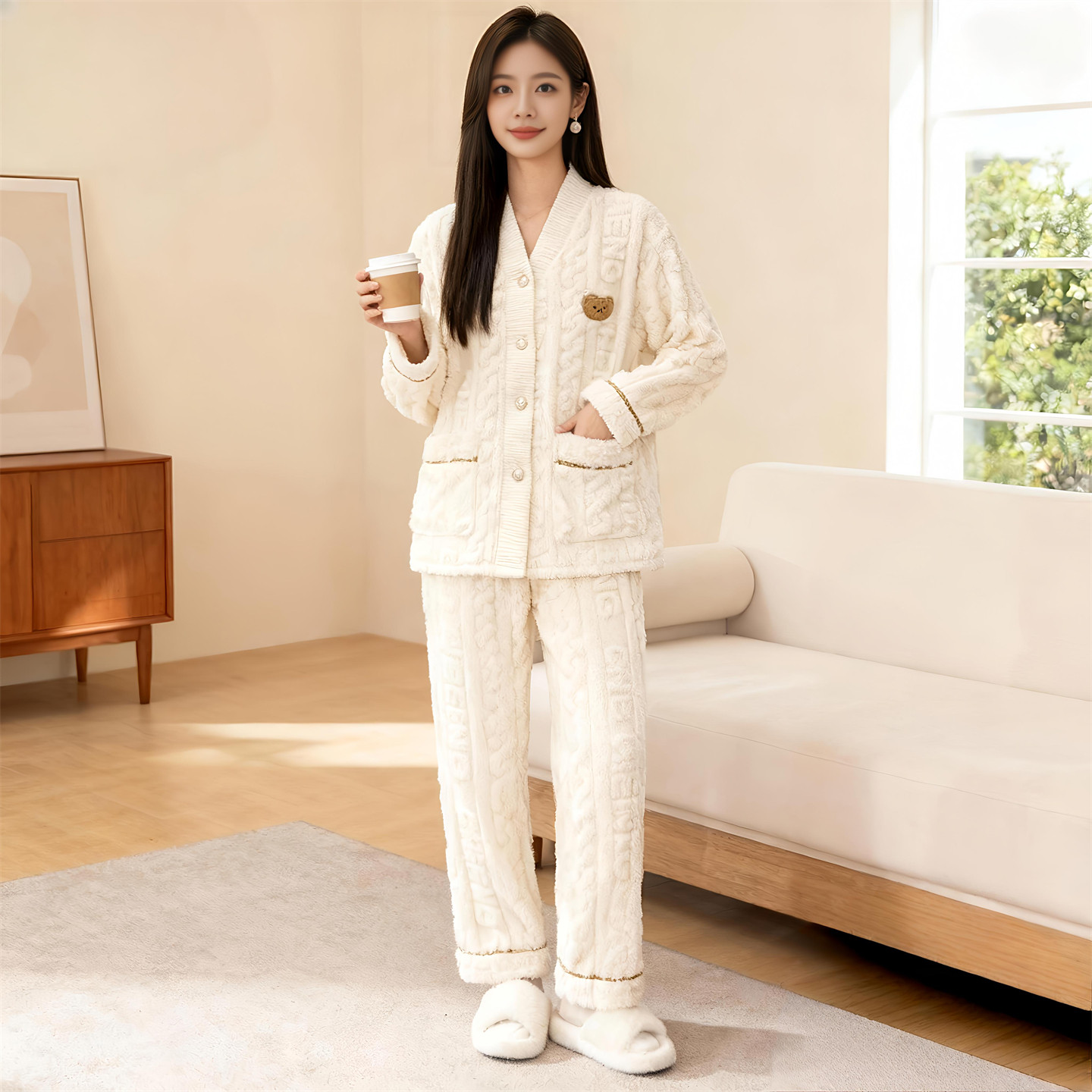 秋冬季睡衣女长袖法兰绒冬天加厚珊瑚绒保暖牛奶绒家居服套装Y147,女士内衣/男士内衣/家居服,睡衣/家居服套装,淘宝优惠券,粉丝福利购,淘宝优惠卷