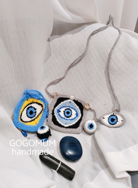 【GOGOMUM】纯手工编织耳机包恶魔之眼零钱包毛线钩织款