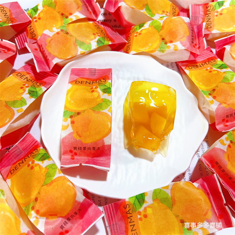 英国DENMAS黄桃果肉果冻网红零食