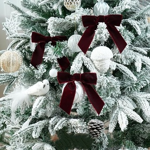 pcs 饰品天鹅绒蝴蝶结圣诞树装 12.5 跨境圣诞装 挂件 12.5cm 20个