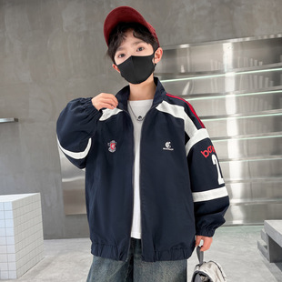 童装中大童春装外套2026男童拼色韩版百搭宽松棒球服上衣儿童衣服