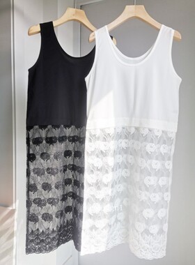特惠不退换 蕾丝衬裙无袖打底裙宽松连衣裙背心裙黑白两色春夏