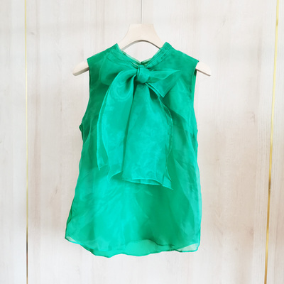 复古时尚系带蝴蝶结欧根纱无袖