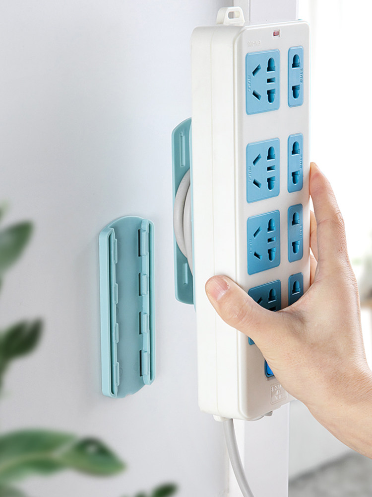 排插固定器壁挂插座插排收纳置物架免打孔插线板路由器固定墙上贴