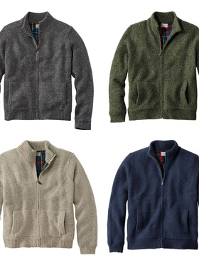 美国代购L.L.Bean男秋冬纯羊毛开衫毛衣LLBean羊毛衫外套TA500921