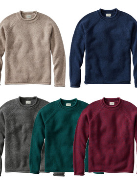 美国代购L.L.Bean男羊毛衫纯色圆领套头秋冬保暖毛衣TA525890