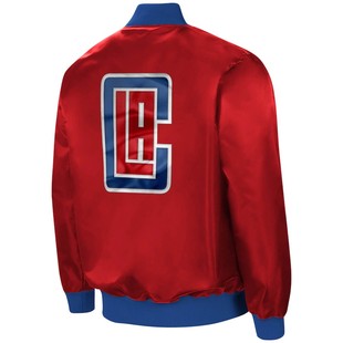 春秋薄款私藏正品洛杉矶快船帅街红蓝撞色缎面夹克拉链棒球服XL码