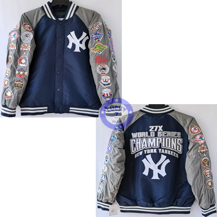 正品纽约洋基世界大赛冠军秋冬夹棉NY嘻哈棒球服夹克棉服外套L码