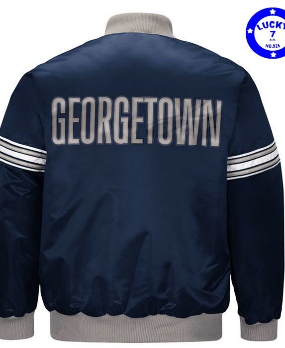 私藏正品乔治城大学通勤百搭藏青色丝光缎面秋冬款夹棉棒球服XL码