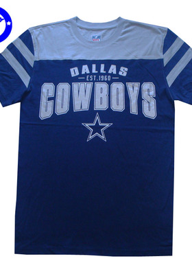 正品NFL达拉斯牛仔Cowboys夏季男士加肥美式印花纯棉短袖T恤XXL码