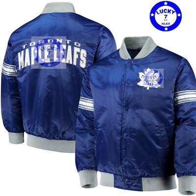 多伦多枫叶电光蓝亮面棒球服秋冬