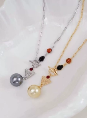 DIY珍珠配件 S925纯银精工新品奢华含链吊坠重工坠子托半成品项坠