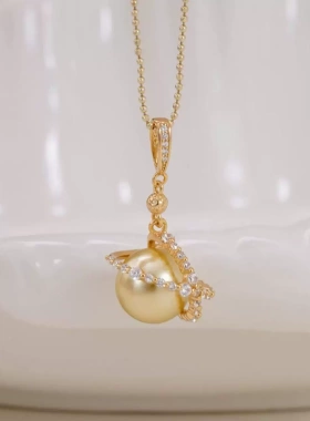 DIY珍珠配件 S925纯银精工新品款星球吊坠重工坠子空托半成品项坠