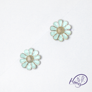 厚耳垂的世界S925银针小众设计感小雏菊小清新花朵耳钉耳环耳饰