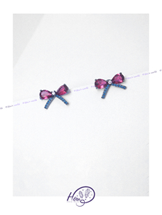 厚耳垂的世界S925银针小众设计感蝴蝶结型精致闪亮耳钉耳环耳饰