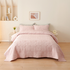 Flowering外贸轻奢双面色织水洗全棉床盖绗缝被多件套纯棉柔软