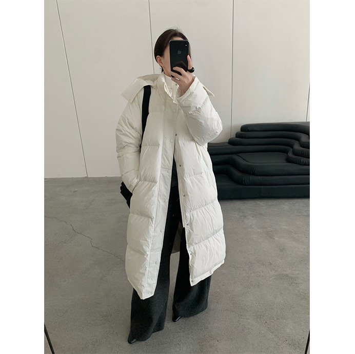 THXGIVING 羽绒服女25冬季新款韩版可脱卸连帽抗风加长款过膝大衣