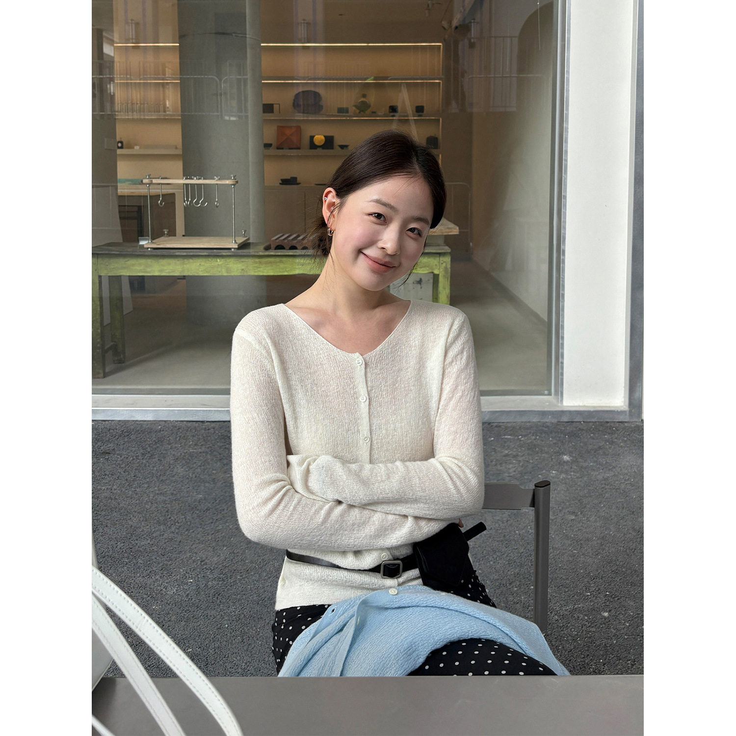 THXGIVING 温柔系天菜 全羊毛短款开衫软糯透气V领毛衣女2026春款