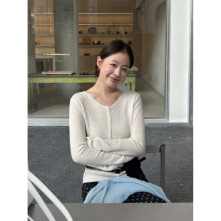 THXGIVING 温柔系天菜 全羊毛短款开衫软糯透气V领毛衣女2026春款