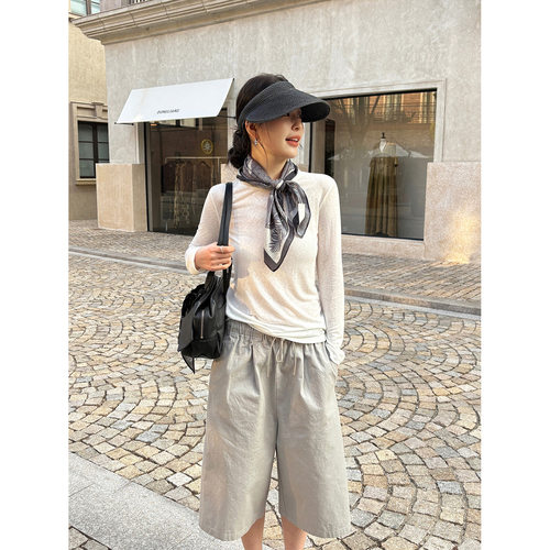 THXGIVING经典不出错亲肤软糯圆领修身内搭外穿长袖T恤2026春季女