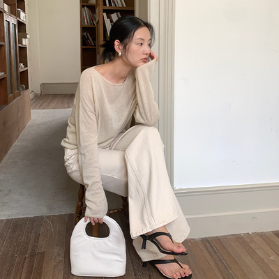 THXGIVING棉麻混纺针织毛衣女