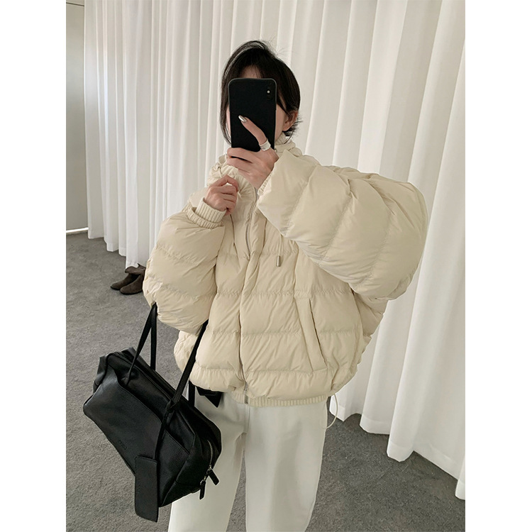 THXGIVING 韩系休闲蓬松保暖连帽羽绒服女2025冬季新抽绳拉链外套