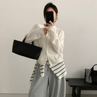 THXGIVING 简约穿搭浣熊羊毛软糯毛衣女2025秋新款插肩袖系扣开衫