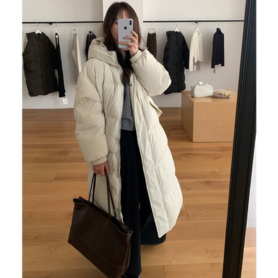 THXGIVING 休闲百搭连帽羽绒外套女2025冬新款白鸭绒保暖宽松大衣