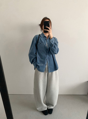 THXGIVING 复古休闲灯芯绒衬衫女2025秋季新款宽松贴袋百搭上衣
