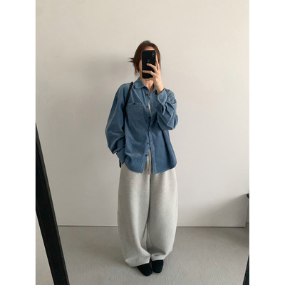 THXGIVING 复古休闲灯芯绒衬衫女2025秋季新款宽松贴袋百搭上衣