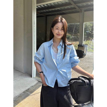 THXGIVING基础不单调 多色入百搭显瘦宽松压褶棉感衬衫女2026春款